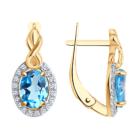 Серьги SOKOLOV - Золото 375, Топаз, Фианит (арт. 37725358)