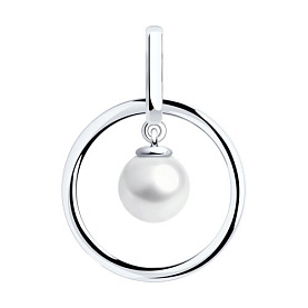 Подвеска SOKOLOV - Серебро 925, Жемчуг имитация (арт. 94032041)