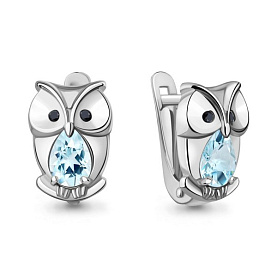 Серьги Аквамарин - Серебро 925, Кристалл, Топаз (арт. 45026902Ч.5)