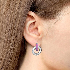 Серьги Аквамарин - Серебро 925, Синтетический аметист (арт. 45000284.5)