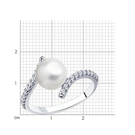 Кольцо Diamant - Серебро 925, Жемчуг культивированный, Фианит (арт. 94-310-01118-1)