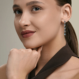 Серьги SOKOLOV - Золото 585, Топаз лондон, Фианит (арт. 729369-3)