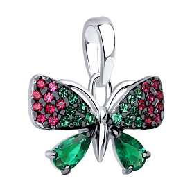 Подвеска SOKOLOV - Серебро 925, Синтетический сапфир , Фианит (арт. 94033099)