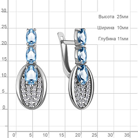 Серьги Аквамарин - Серебро 925, Топаз swiss (арт. 4783305А.5)