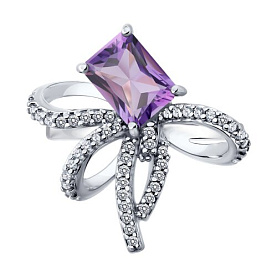 Кольцо SOKOLOV - Серебро 925, Аметист, Фианит (арт. 92014899)