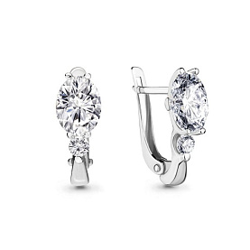 Серьги Аквамарин - Серебро 925, Фианит (арт. 46732.5)