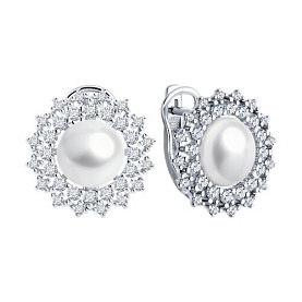 Серьги SOKOLOV - Серебро 925, Жемчуг культивированный, Фианит (арт. 92022965)