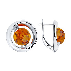 Серьги SOKOLOV - Серебро 925, Янтарь пресс. (арт. 83020066)