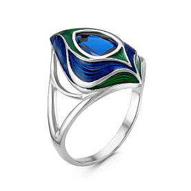 Кольцо Красная пресня - Серебро 925, Синтетическая шпинель, Эмаль (арт. 2388998Д3)