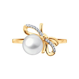 Кольцо SOKOLOV - Золото 585, Жемчуг культивированный, Фианит (арт. 791279)