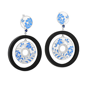 Серьги Кабаровских - Серебро 925, Дерево, Фианит (арт. 2-198-80001)