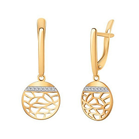 Серьги Атолл - Золото 585, Фианит (арт. 22091)