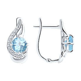 Серьги Diamant - Серебро 925, Топаз, Фианит (арт. 94-320-00555-1)