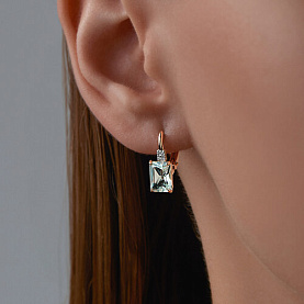 Серьги Diamant - Золото 585, Празиолит, Фианит (арт. 51-320-02423-2)