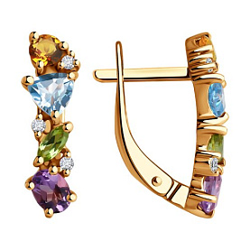 Серьги Diamant - Золото 585, Аметист, Топаз, Фианит, Хризолит, Цитрин (арт. 51-320-02408-1)