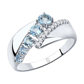 Кольцо SOKOLOV - Серебро 925, Топаз, Фианит (арт. 92011814)