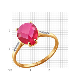 Кольцо SOKOLOV - Золото 375, Синтетический рубин, Фианит (арт. 37714102)