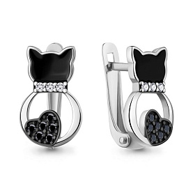 Серьги Аквамарин - Серебро 925, Фианит, Эмаль (арт. 400792АЧ.5)