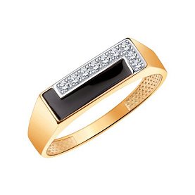 Кольцо Атолл - Золото 585, Фианит, Эмаль (арт. 4165эс10)