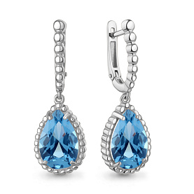 Серьги Аквамарин - Серебро 925, Синтетический топаз (арт. 45016192.5)