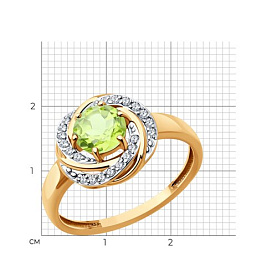 Кольцо Diamant - Золото 585, Фианит, Хризолит (арт. 51-310-02281-3)