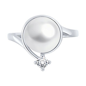 Кольцо SOKOLOV - Серебро 925, Жемчуг культивированный, Фианит (арт. 92014619)