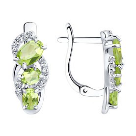 Серьги SOKOLOV - Серебро 925, Фианит, Хризолит (арт. 92021141)