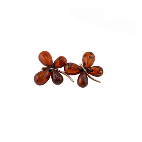 Брошь Янтарная волна - Серебро 925, Янтарь (арт. 825033к)