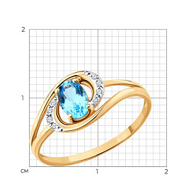 Кольцо SOKOLOV - Золото 585, Топаз, Фианит (арт. 717379)