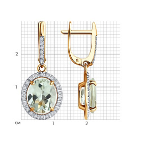 Серьги Diamant - Золото 585, Празиолит, Фианит (арт. 51-321-02442-3)