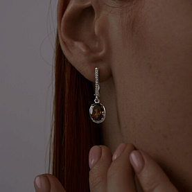 Серьги SOKOLOV - Серебро 925, Раухтопаз, Фианит (арт. 92022055)