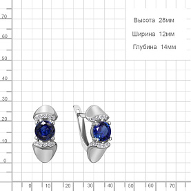 Серьги Аквамарин - Серебро 925, Синтетический сапфир , Фианит (арт. 49368АБ.5)
