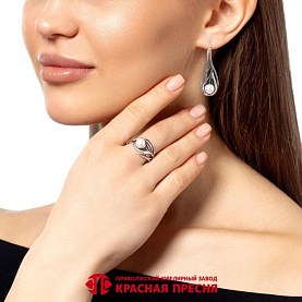 Кольцо Красная пресня - Серебро 925, Жемчуг культивированный (арт. 23316392)