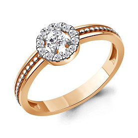 Кольцо Аквамарин - Серебро 925, Фианит (арт. 600407А.6)