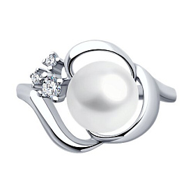 Кольцо SOKOLOV - Серебро 925, Жемчуг культивированный, Фианит (арт. 92014447)