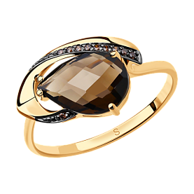 Кольцо SOKOLOV - Золото 585, Раухтопаз, Фианит (арт. 714209)