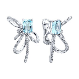 Серьги SOKOLOV - Серебро 925, Топаз, Фианит (арт. 92023302)