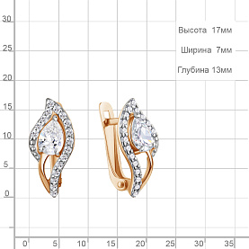 Серьги Аквамарин - Серебро 925, Фианит (арт. 400324А.6)