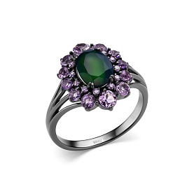 Кольцо Дар - Серебро 925, Аметист, Опал (арт. К-5166чрс11716401277)