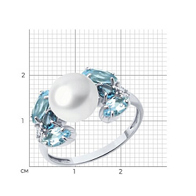 Кольцо SOKOLOV - Серебро 925, Жемчуг культивированный, Топаз, Фианит (арт. 92014211)