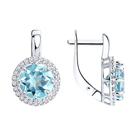 Серьги Diamant - Серебро 925, Топаз, Фианит (арт. 94-320-02052-1)