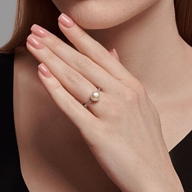 Кольцо SOKOLOV - Серебро 925, Жемчуг культивированный, Фианит (арт. 92014476)