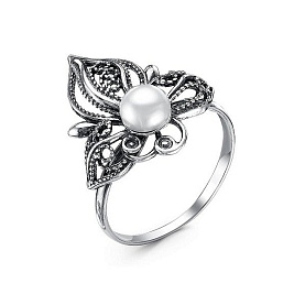 Кольцо Красная пресня - Серебро 925, Жемчуг культивированный (арт. 23312308)