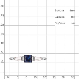 Кольцо Аквамарин - Серебро 925, Синтетический сапфир , Фианит (арт. 600065Н.5)