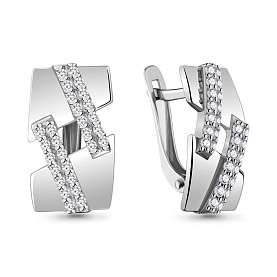 Серьги Аквамарин - Серебро 925, Фианит (арт. 48372А.5)