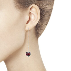 Серьги Diamant - Серебро 925, Синтетический рубин (арт. 94-120-01017-1)