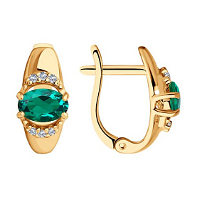 Серьги SOKOLOV - Серебро 925, Синтетический изумруд, Фианит (арт. 82020011)