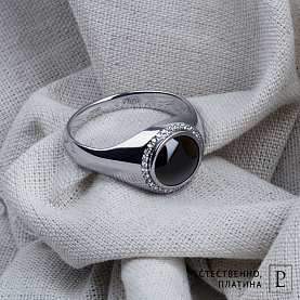 Кольцо Platinum Lab. - Платина 950, Бриллиант, Оникс (арт. ПК-071-02)