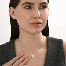 Колье SOKOLOV - Серебро 925, Празиолит, Фианит (арт. 92070110)