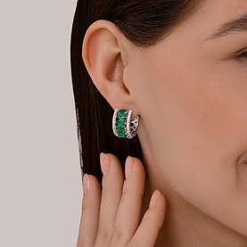 Серьги Diamant - Серебро 925, Синтетический ситалл , Фианит (арт. 94-320-02192-1)